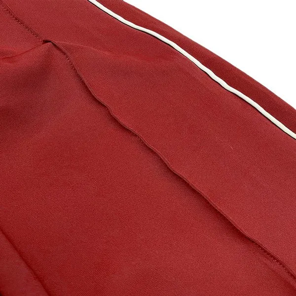 Mens Red Side Pipe Stacked Flare Pants