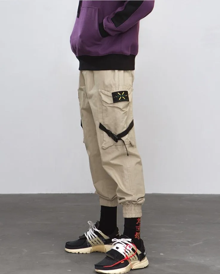 Men's Spring/Autumn Casual Cotton Cargo Pants With Side Pockets