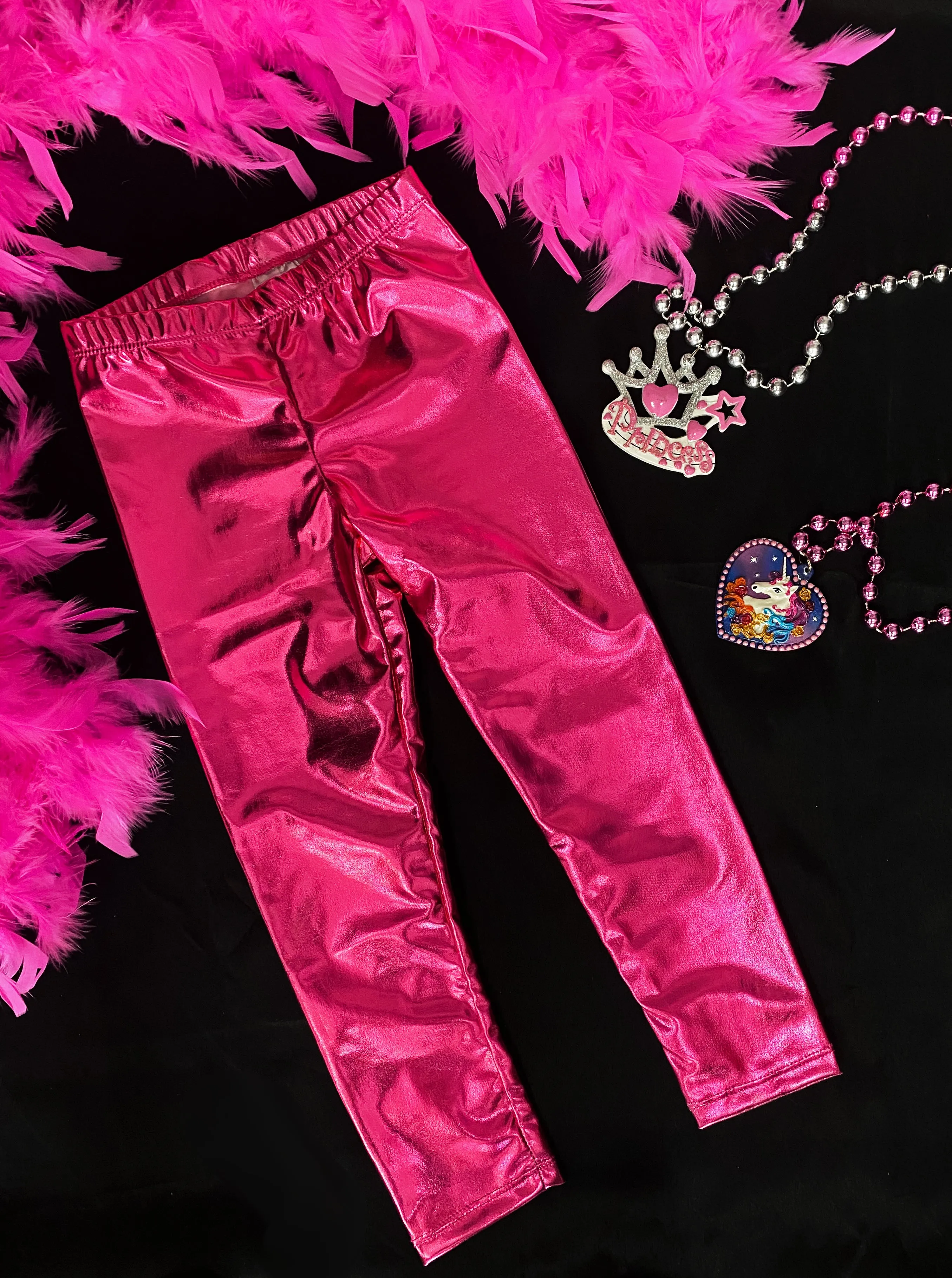 Metallic Leggings Youth - Hot Pink