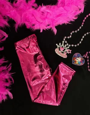 Metallic Leggings Youth - Hot Pink