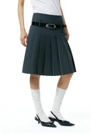 midi-length pleated skirt