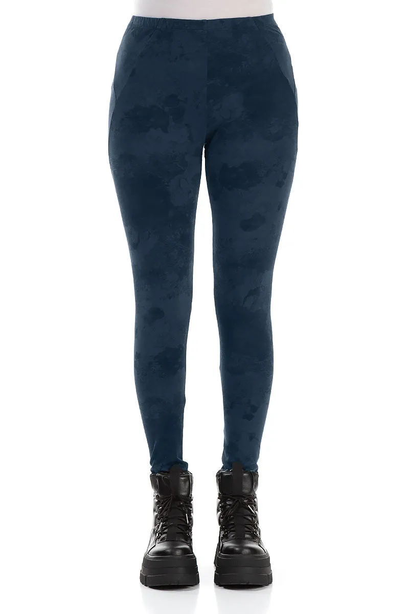 Midnight Blue Marble Cotton Leggings