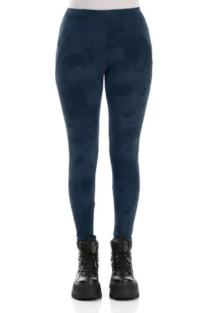 Midnight Blue Marble Cotton Leggings