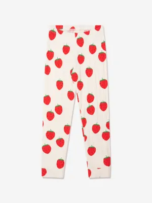 Mini Rodini Girls Organic Cotton Strawberry Leggings In White