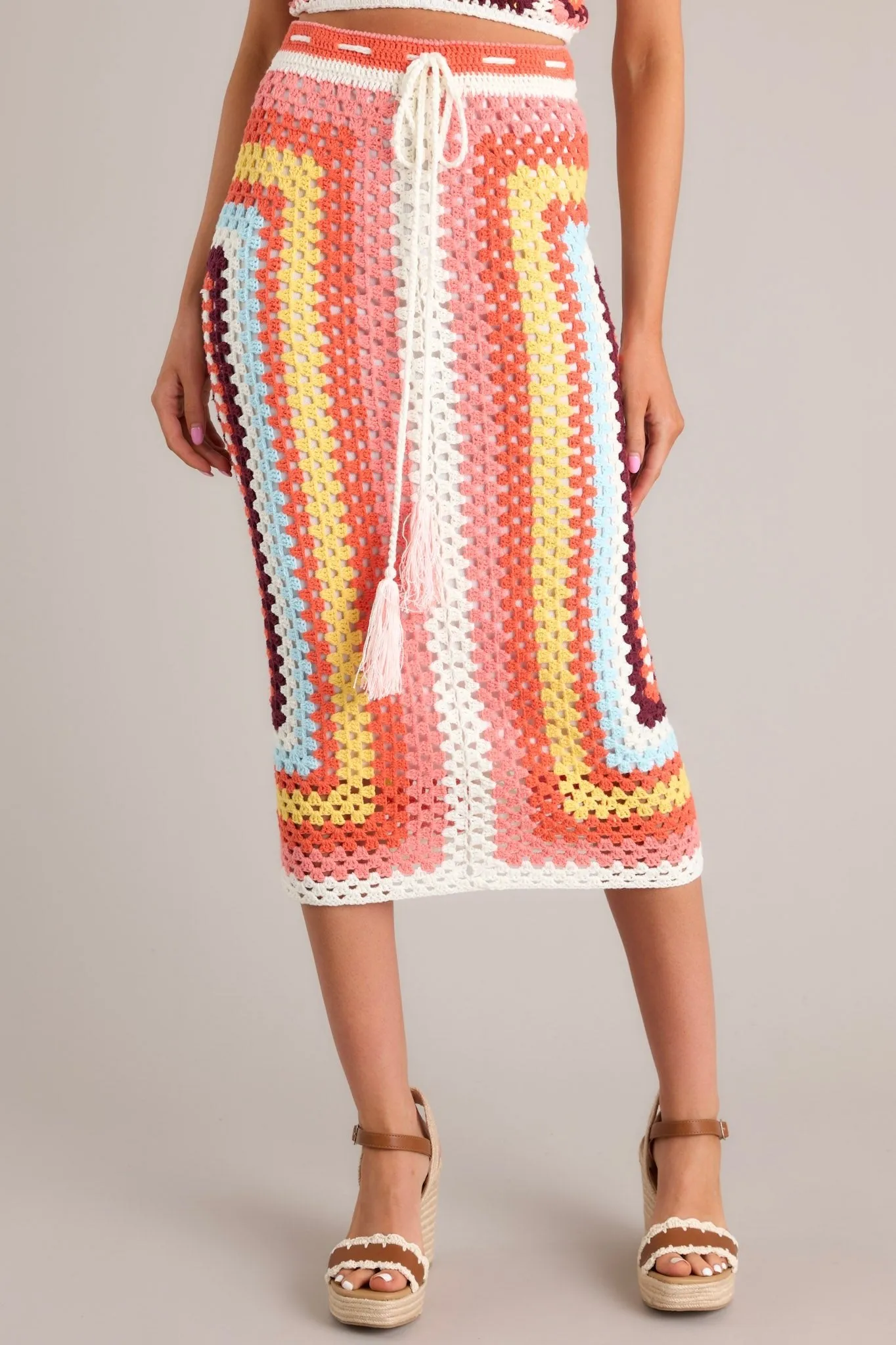 MINKPINK Gardenia Crochet Knit Skirt