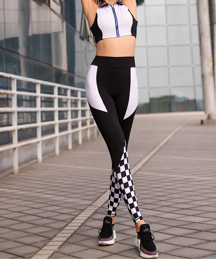 MIP COLOR BLOCK AND CHECK DETAIL LEGGINGS
