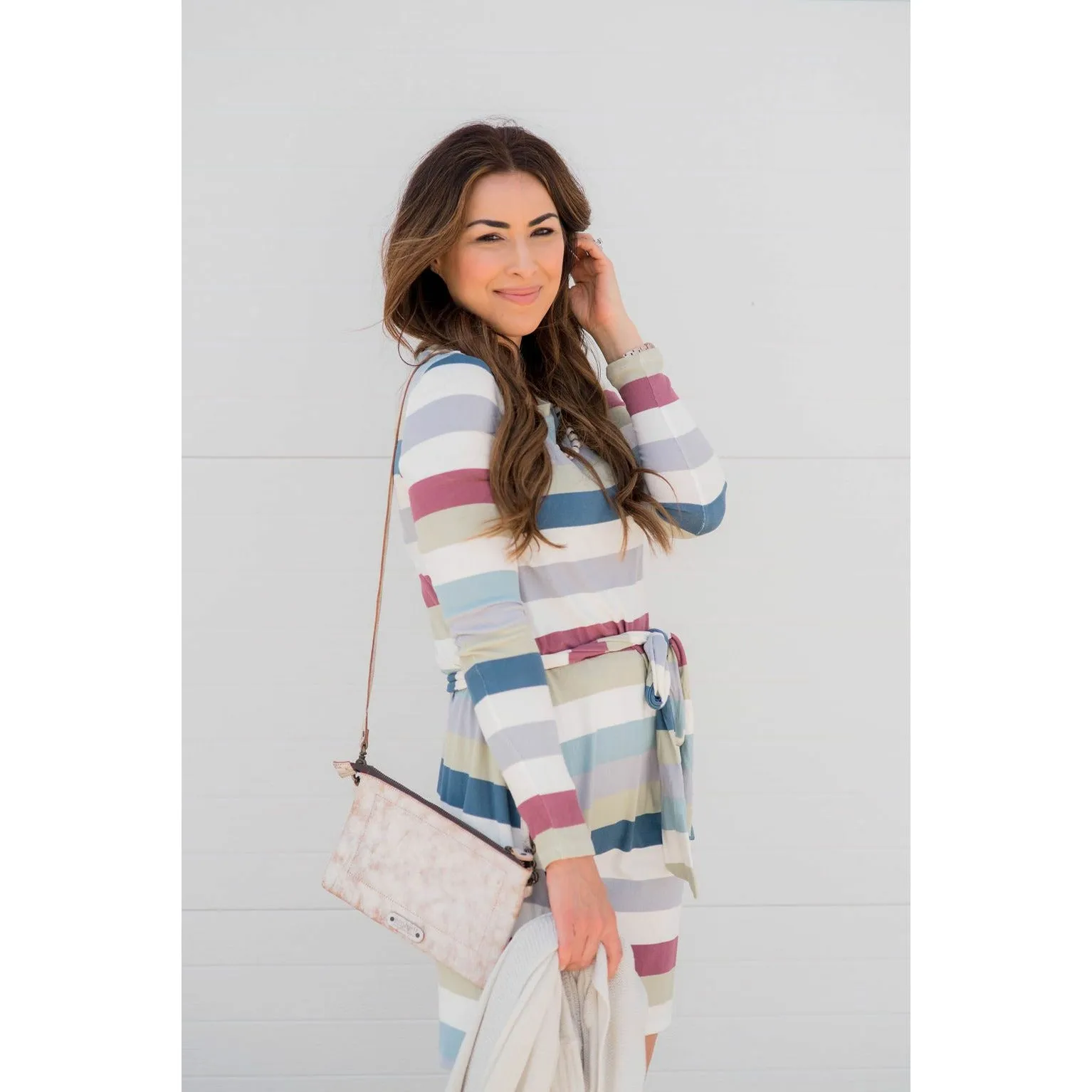 Muted Stripe Tie Dress
