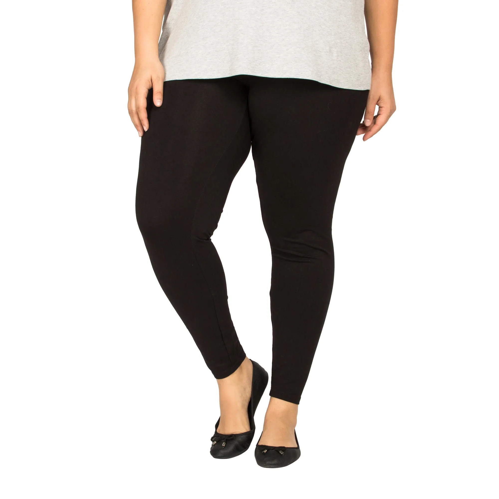 mySTYLE Women's Plus Leggings with Non-Slip Waistband, Black