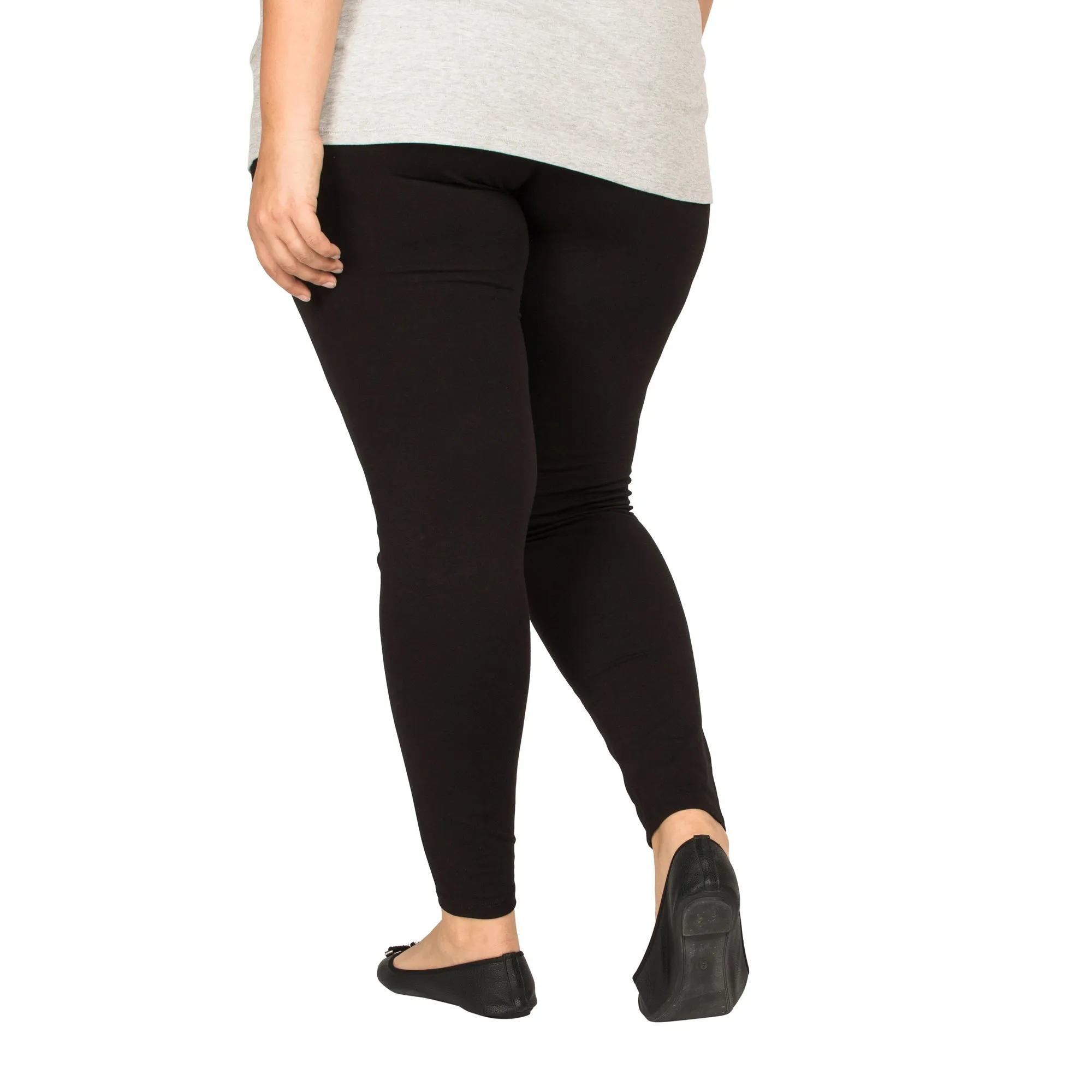 mySTYLE Women's Plus Leggings with Non-Slip Waistband, Black
