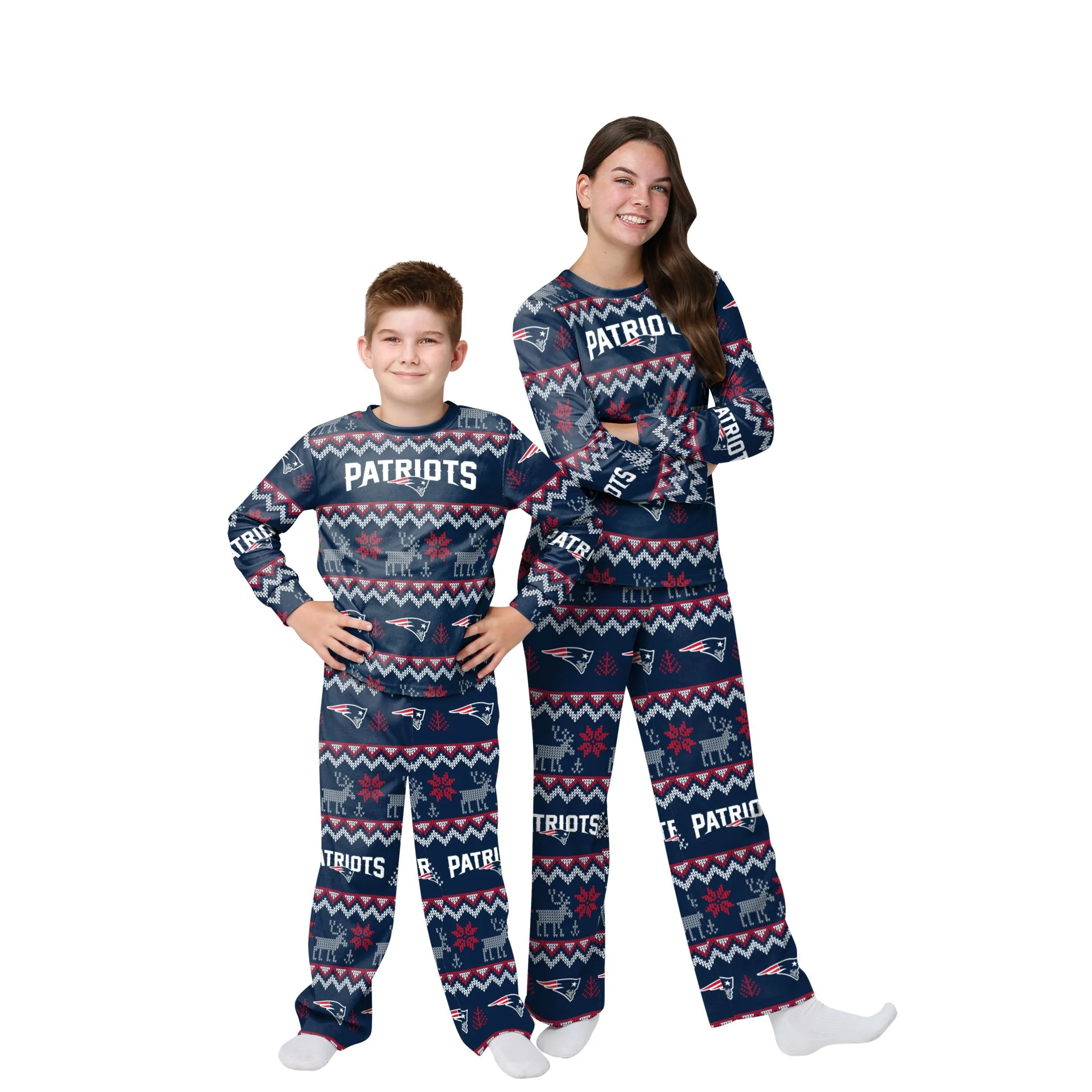 New England Patriots NFL Ugly Pattern Family Holiday Pajamas
