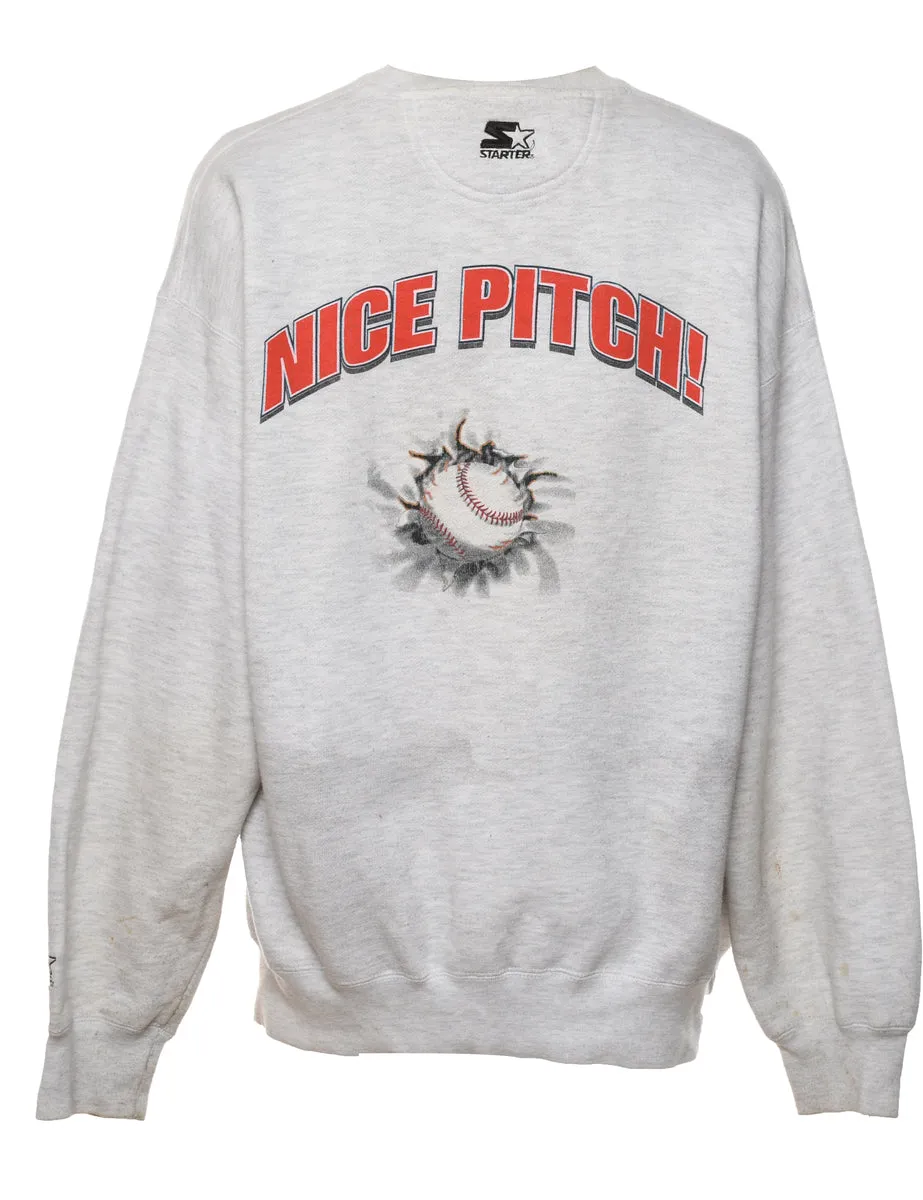 New York Yankees Light Grey, Navy & Red Printed Sweatshirt - L