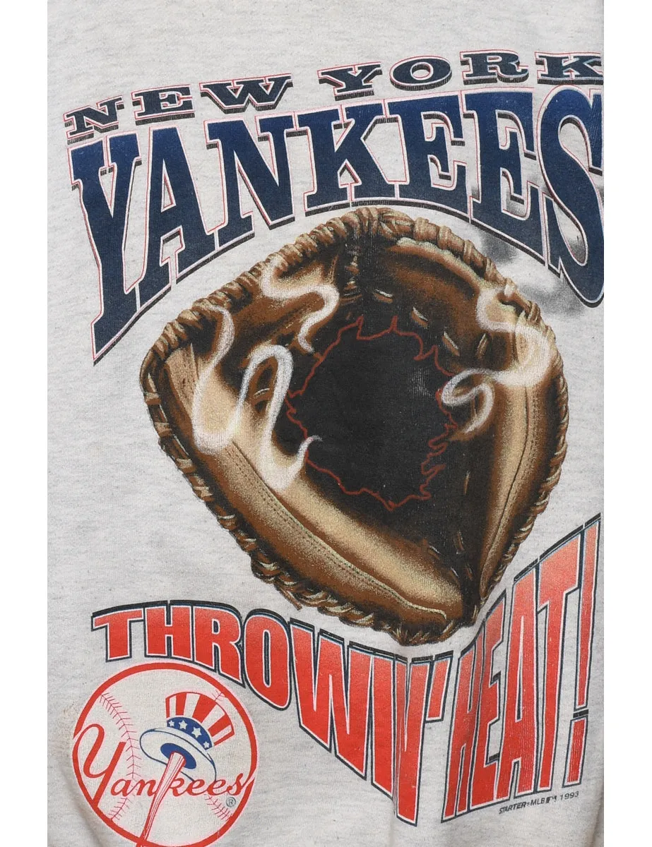 New York Yankees Light Grey, Navy & Red Printed Sweatshirt - L