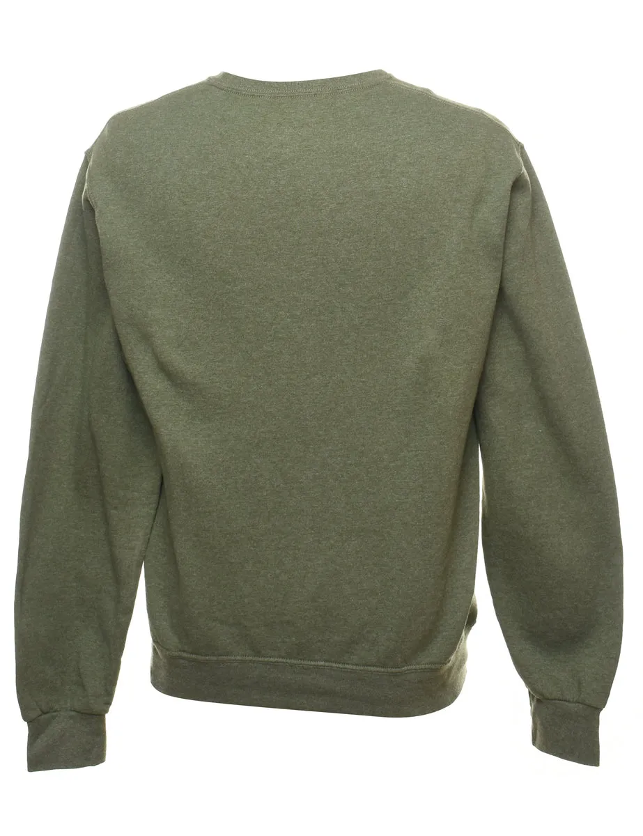 Olive Green Plain Sweatshirt - M
