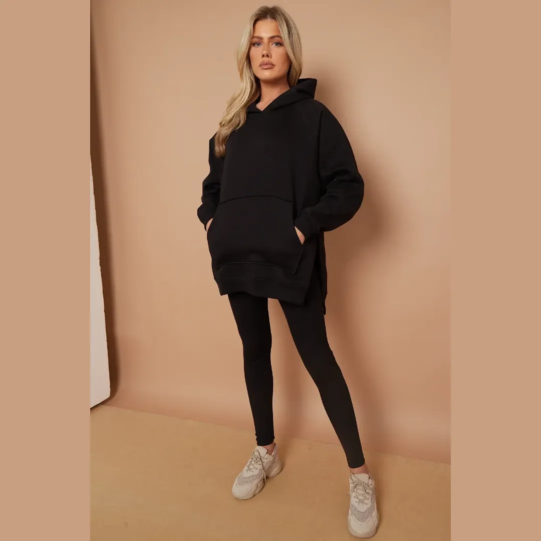 Oversized Split Sides Hoodie & Ribbed Leggings Co-ord