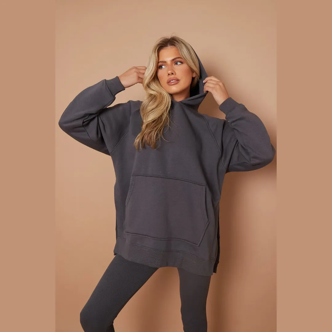 Oversized Split Sides Hoodie & Ribbed Leggings Co-ord