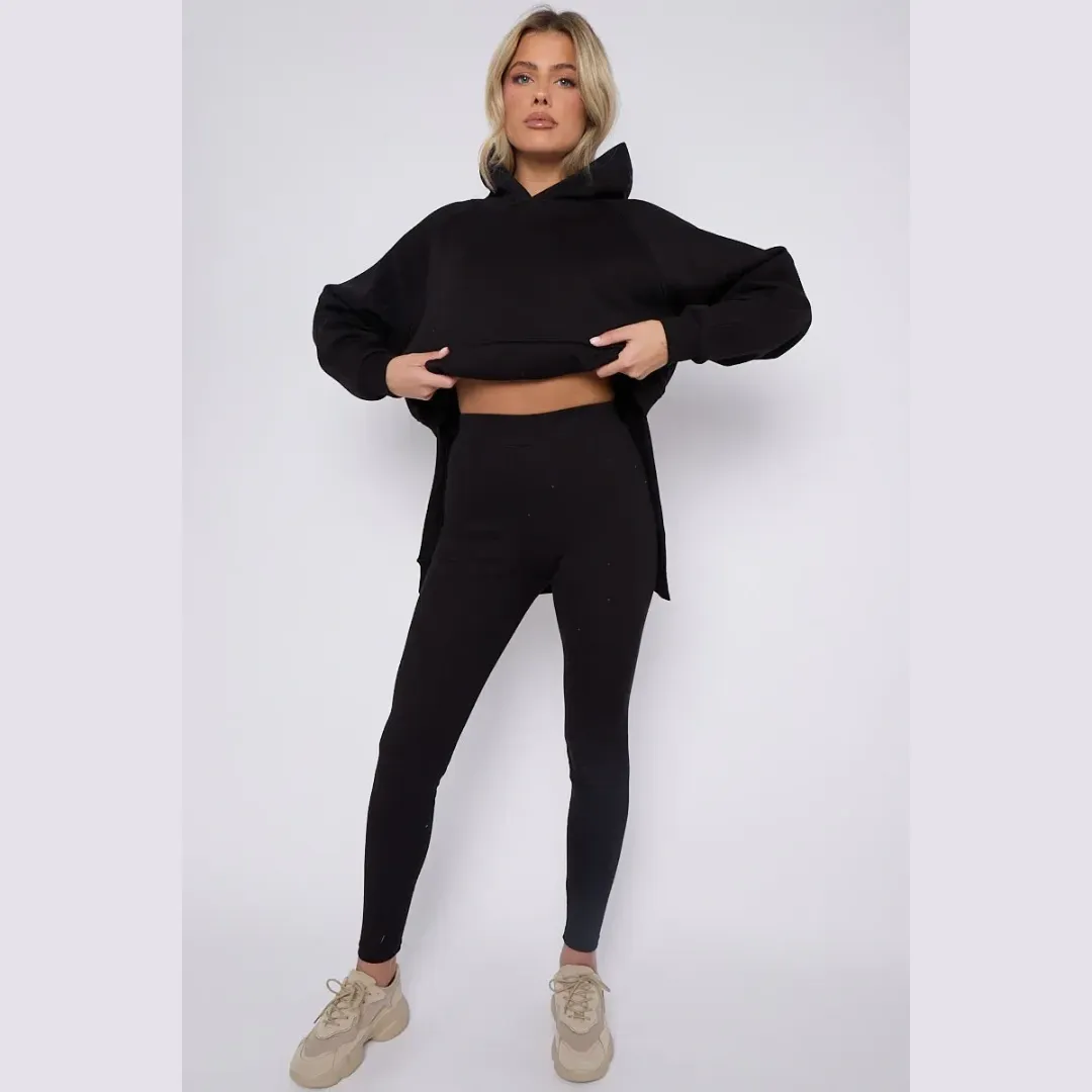 Oversized Split Sides Hoodie & Ribbed Leggings Co-ord