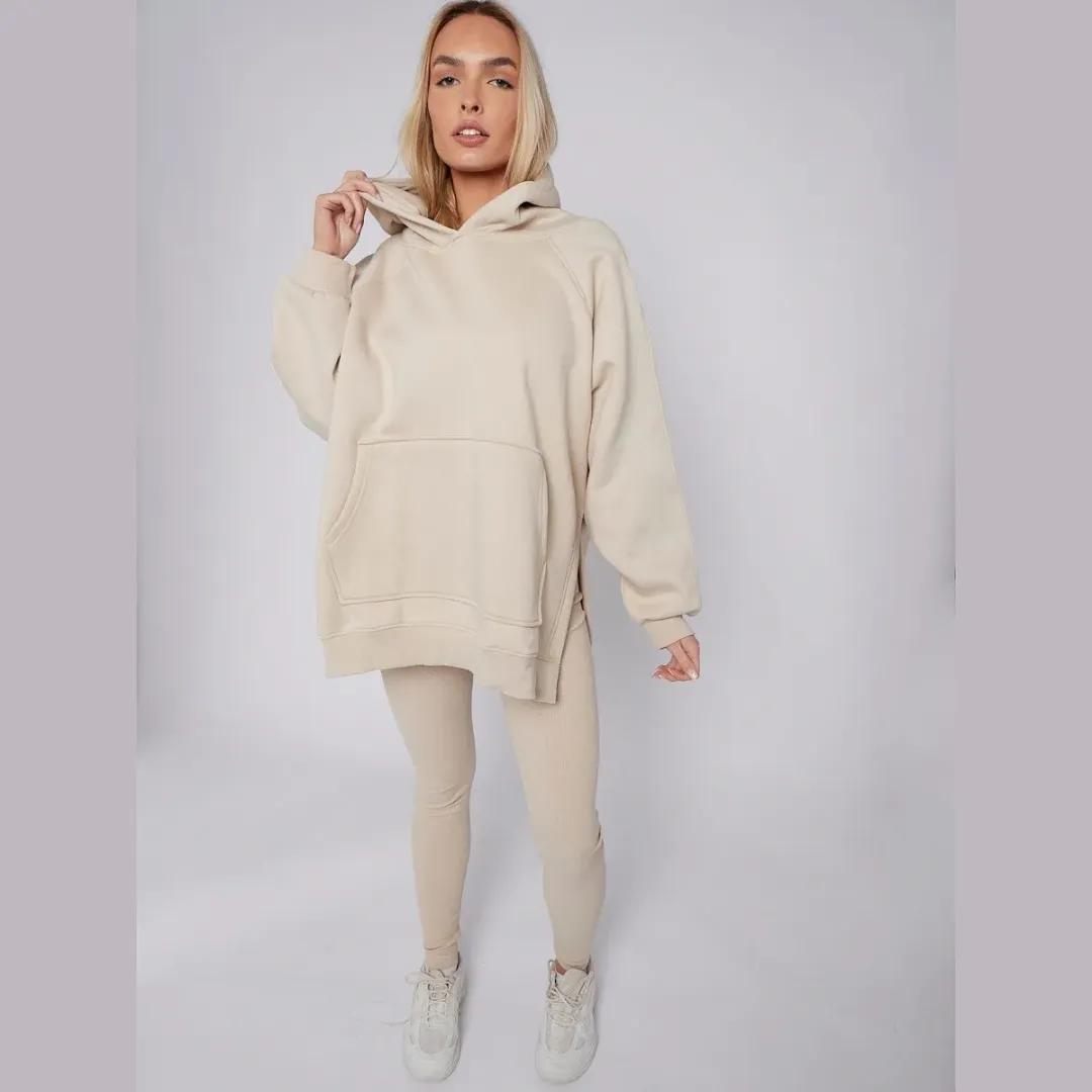 Oversized Split Sides Hoodie & Ribbed Leggings Co-ord