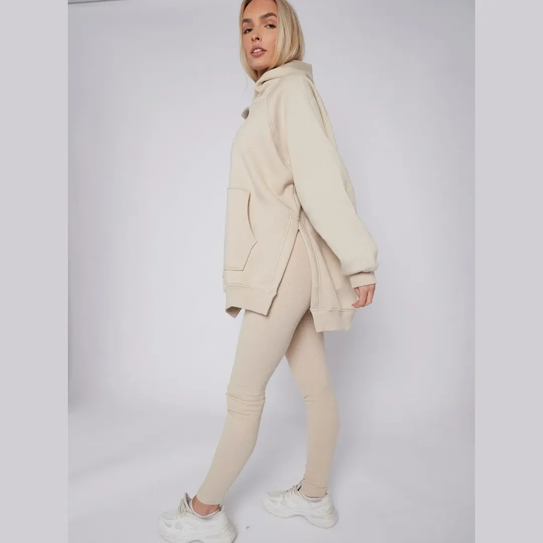 Oversized Split Sides Hoodie & Ribbed Leggings Co-ord