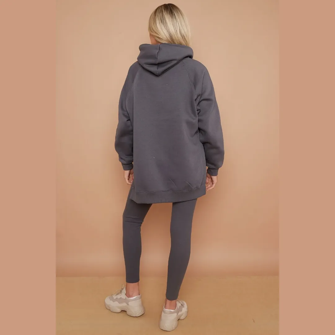 Oversized Split Sides Hoodie & Ribbed Leggings Co-ord