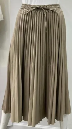 PEODE DESIGN ACCORDION PLEATED DREWSTRING SKIRT TAUPE