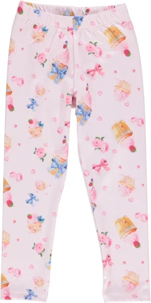 Pink Leggings with Colorful Cupcake Pattern