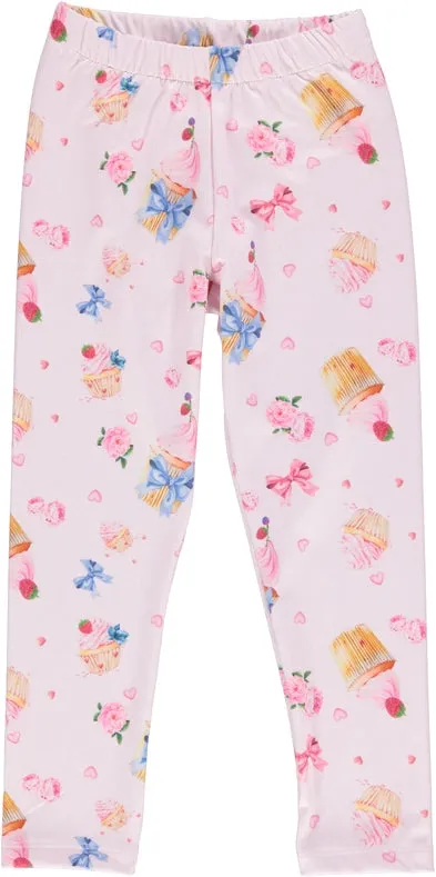 Pink Leggings with Colorful Cupcake Pattern