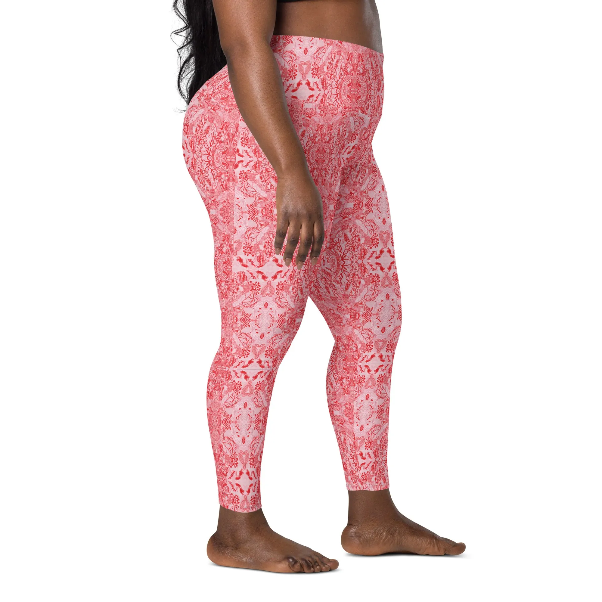 Pink Palcades Yoga Leggings with pockets, Plus Size & Petite size