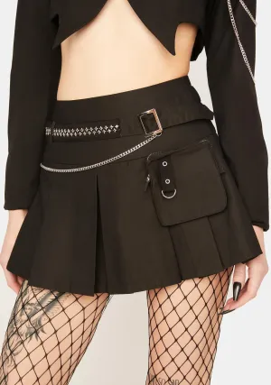 Pleated Cargo Mini Skirt