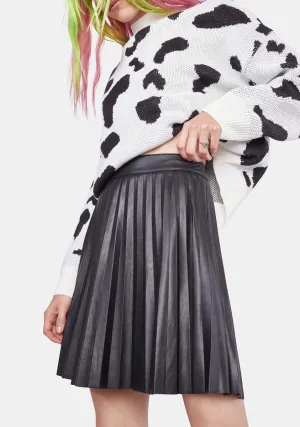 Pleated Vegan Leather Skirt