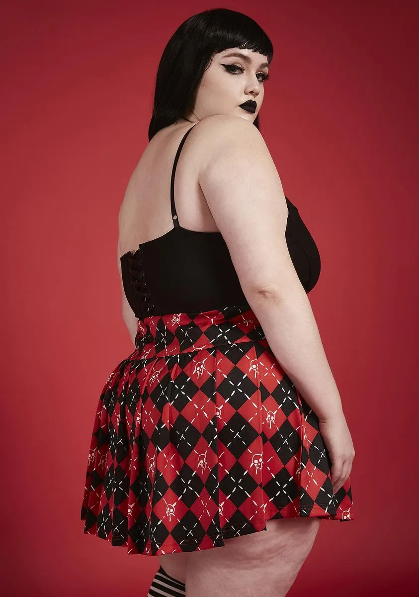 Plus Get Lost Argyle Mini Skirt