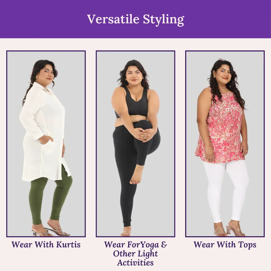 Plus Size Leggings For Women | High-Waist | Ankle-Length | Soft Cotton Blend | Tear-Resistant Gusset