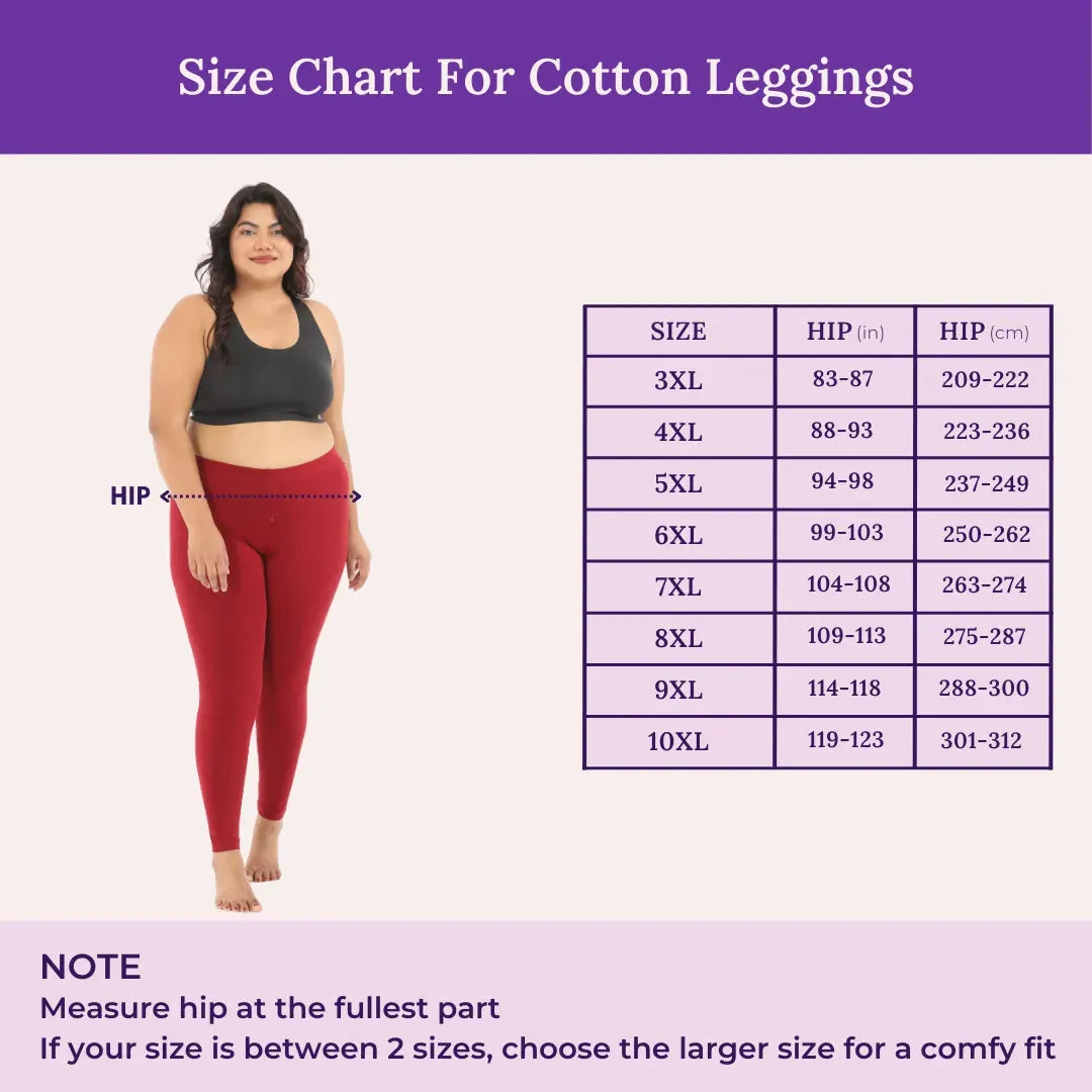 Plus Size Leggings For Women | High-Waist | Ankle-Length | Soft Cotton Blend | Tear-Resistant Gusset