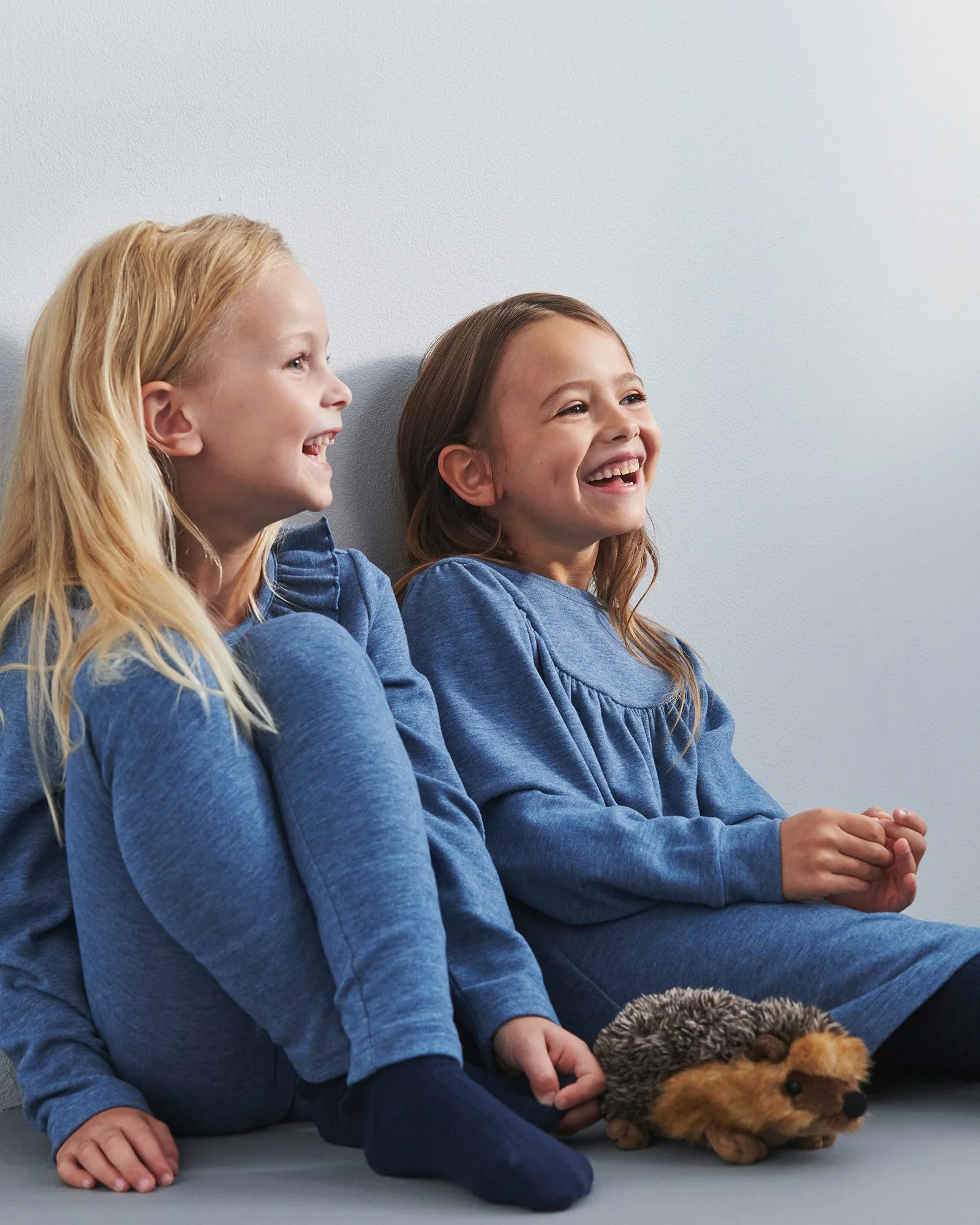 Plush Jersey Leggings - Kids - Blue Melange