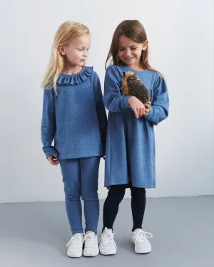 Plush Jersey Leggings - Kids - Blue Melange