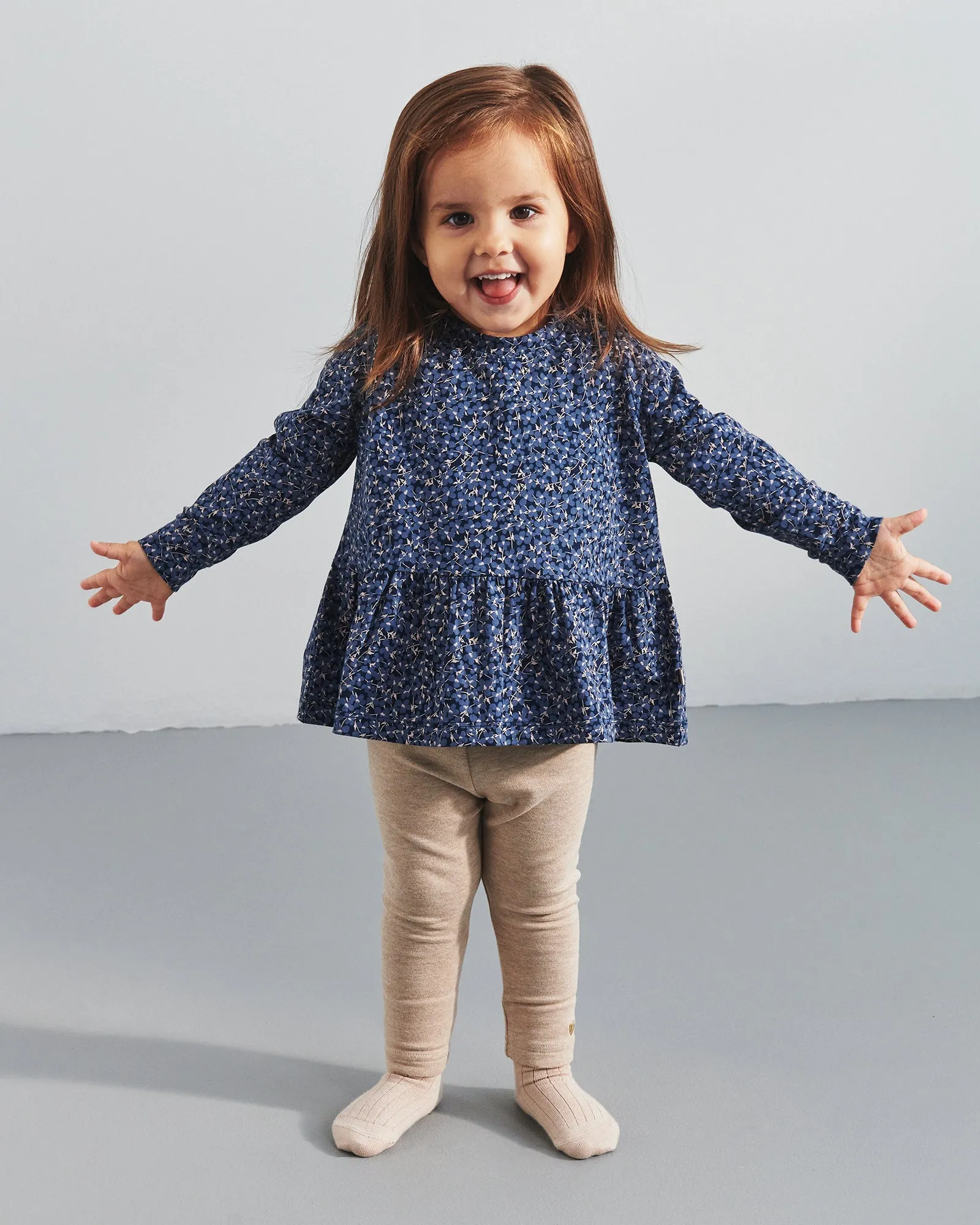 Plush Jersey Leggings - Little - Beige Melange