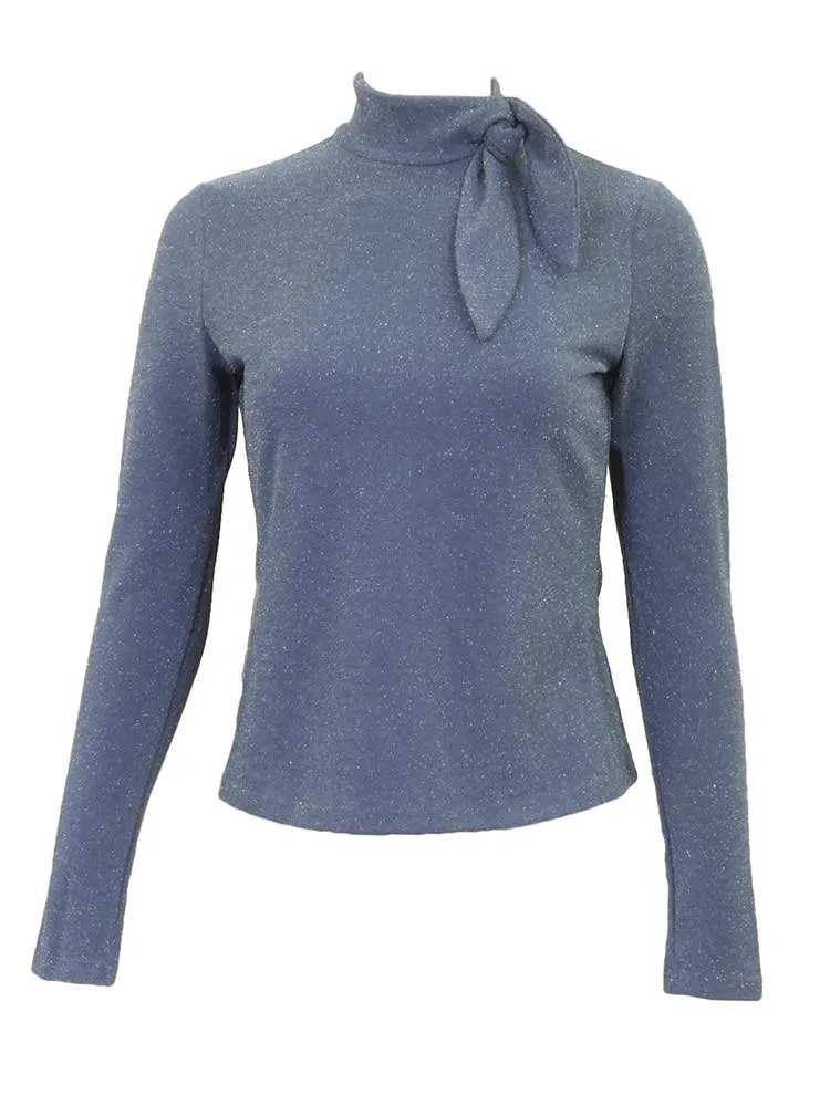 PTA Shimmer Knit Tie Sweater