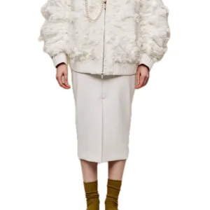 PU Hip-covering Midi-skirt in White