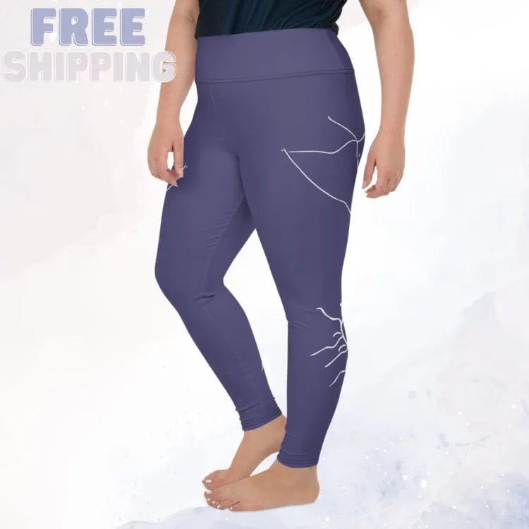 Purple Halloween Spider Print Plus Size Leggings