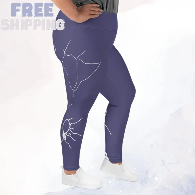 Purple Halloween Spider Print Plus Size Leggings