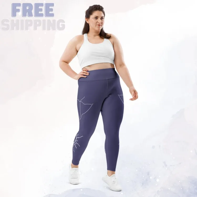 Purple Halloween Spider Print Plus Size Leggings