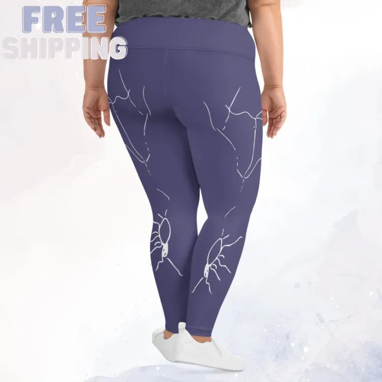 Purple Halloween Spider Print Plus Size Leggings