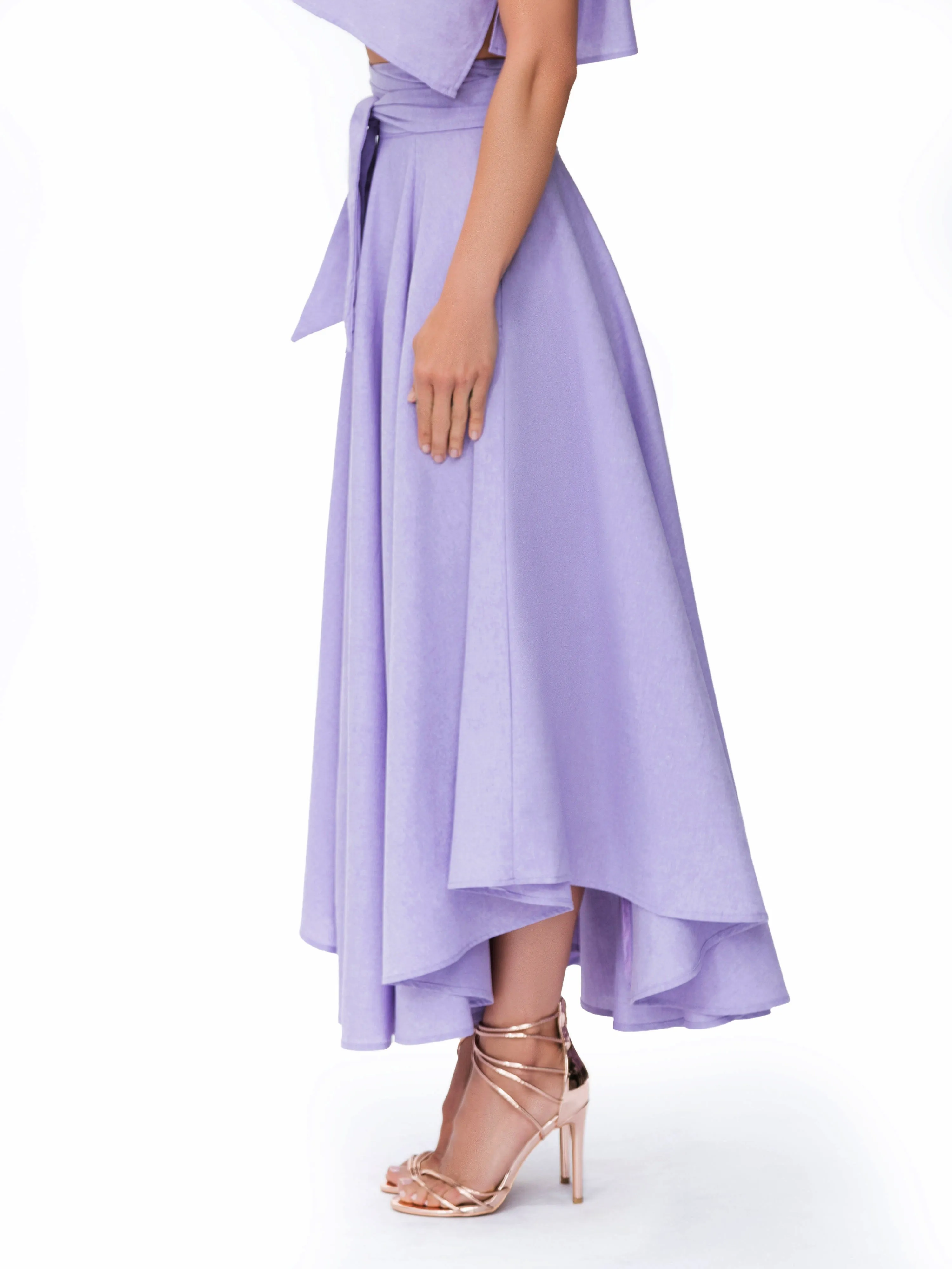 "Bali" Lavender Midi Swing Skirt