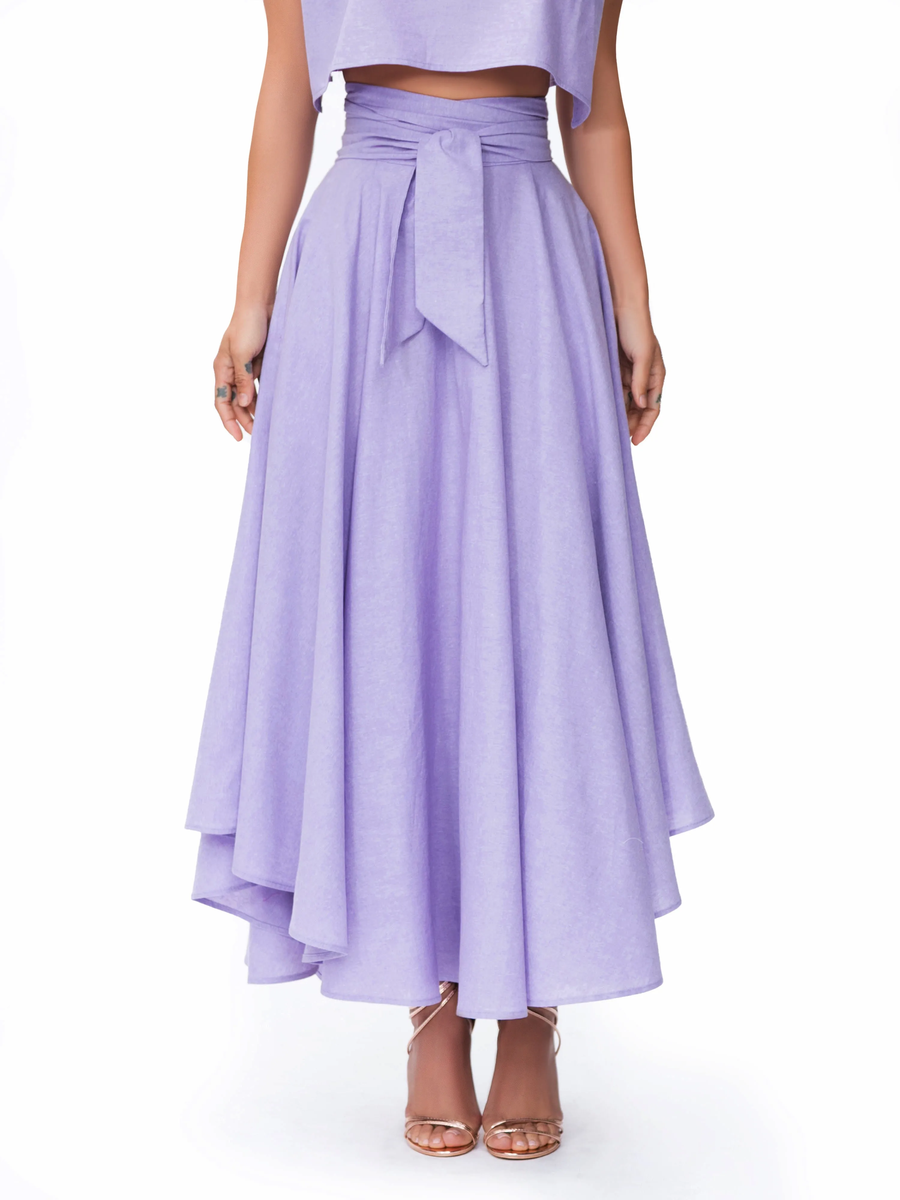 "Bali" Lavender Midi Swing Skirt