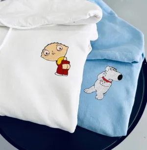 "cartoon characters" Matching Couple Sweatshirts - Personalized Embroidered Sweatshirts For Couples