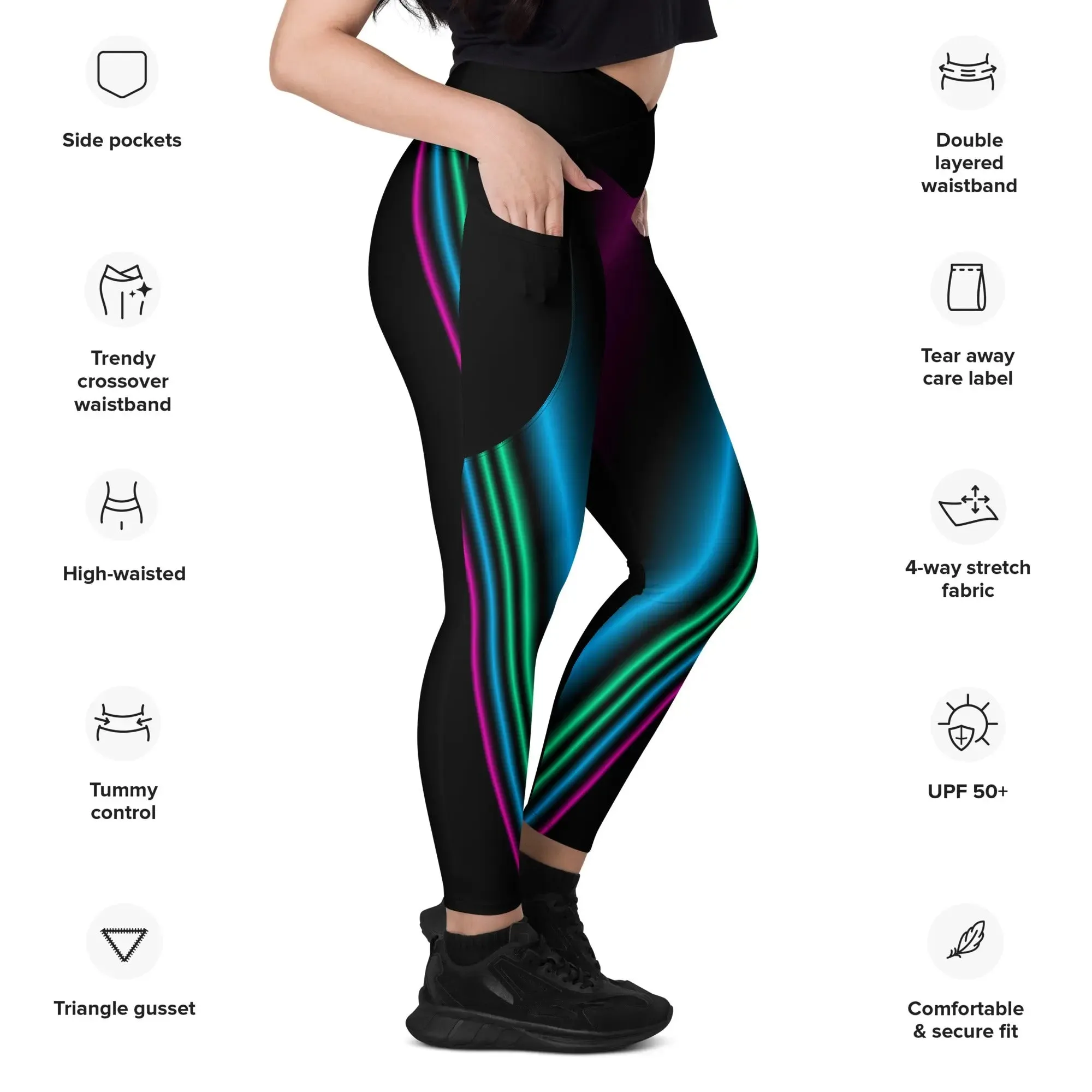 "Cosmic Blast" Collection - Crossover Leggings With Pockets