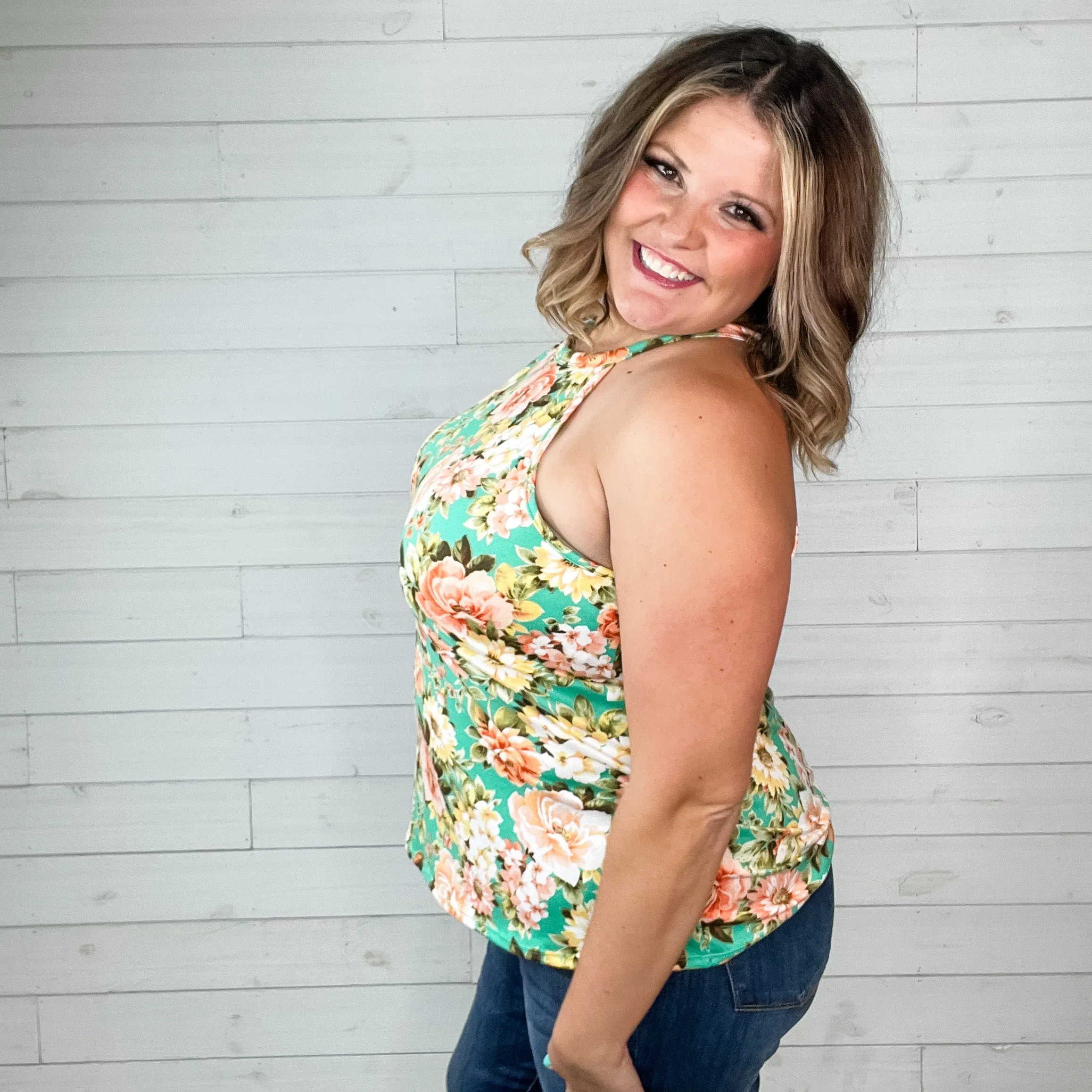 "Make it Happen" Floral Halter Tank
