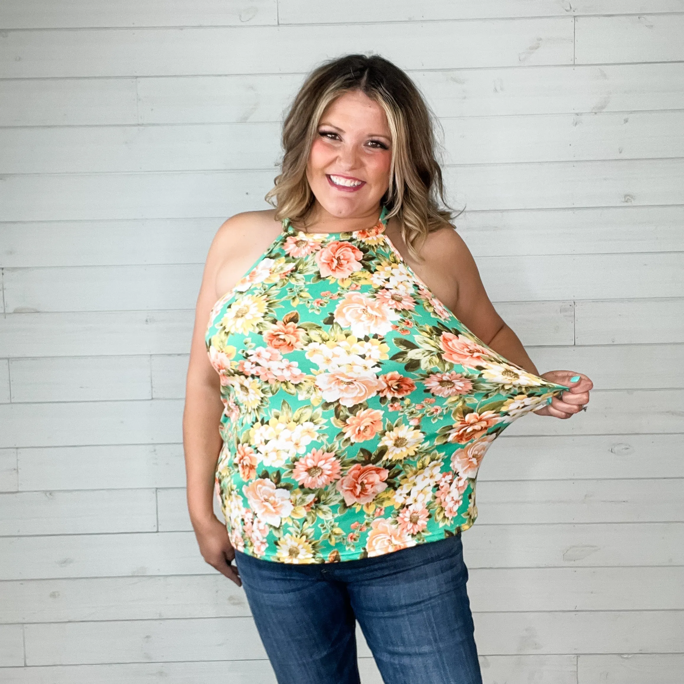 "Make it Happen" Floral Halter Tank