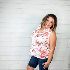 "Marco" Floral Sleeveless Split Neck