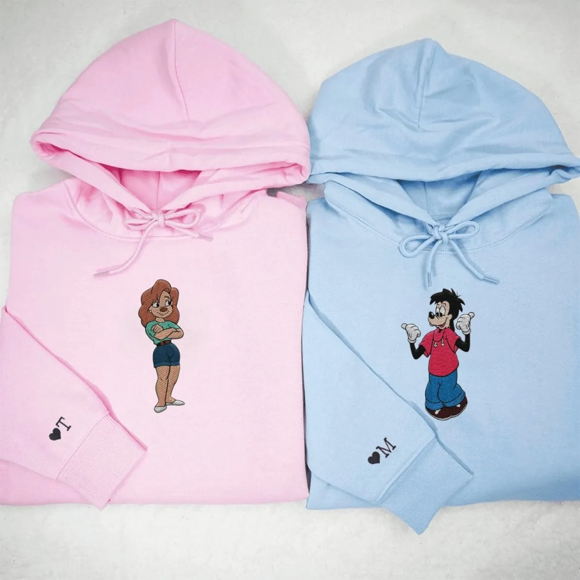 "Max Goof X Roxanne" Couple Hoodies - Custom Embroidered Matching Hoodies For Couples