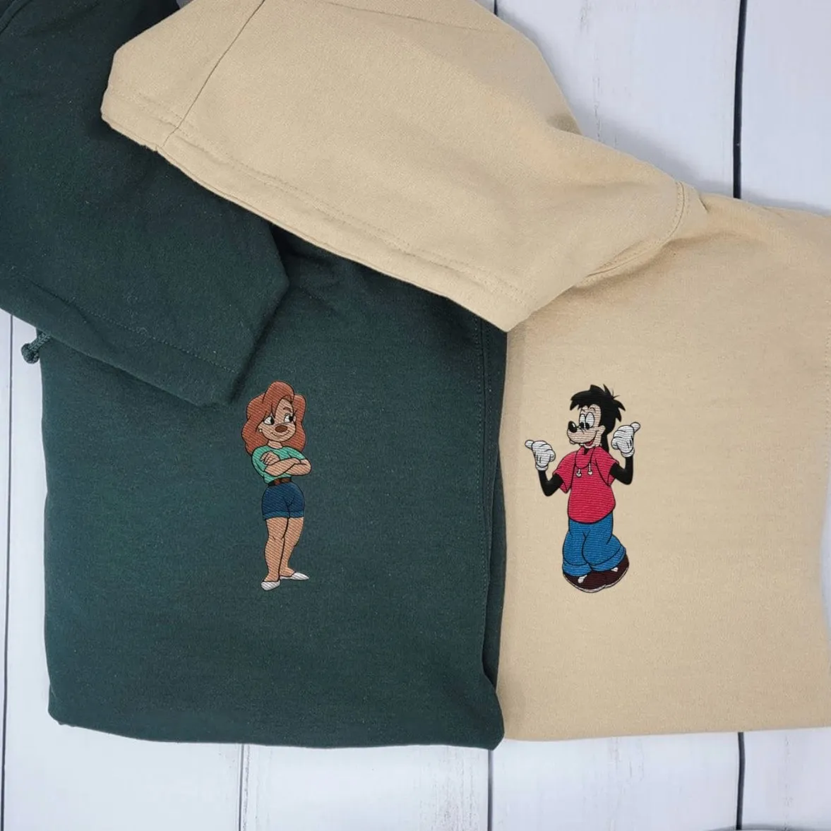 "Max Goof X Roxanne" Couple Hoodies - Custom Embroidered Matching Hoodies For Couples